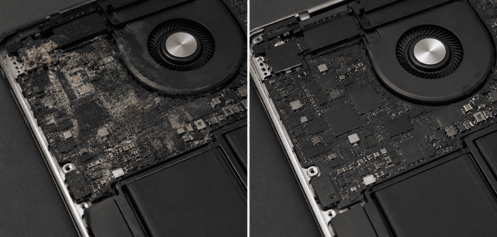 MacBook Logicboard nach erfolgreicher Wasserschaden Reparatur