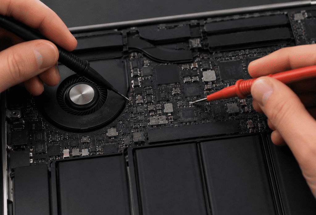 Reparatur eines Kurzschlusses auf dem MacBook Logicboard