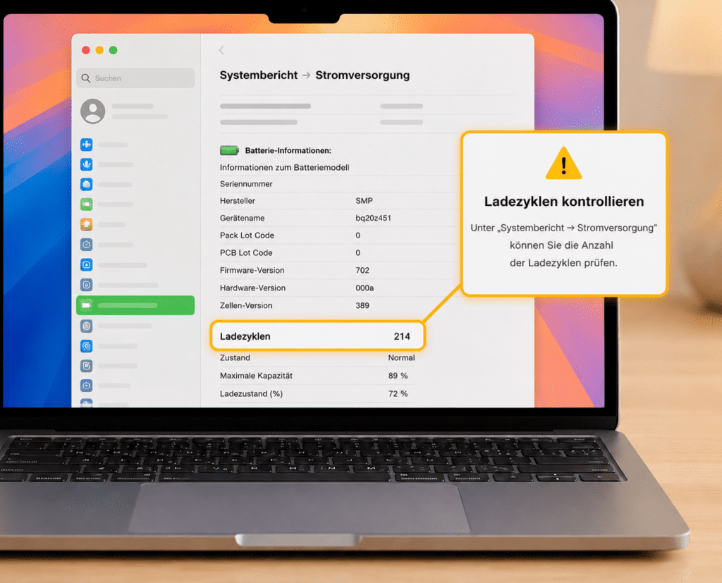 MacBook Ladezyklen und Akkuzustand überprüfen