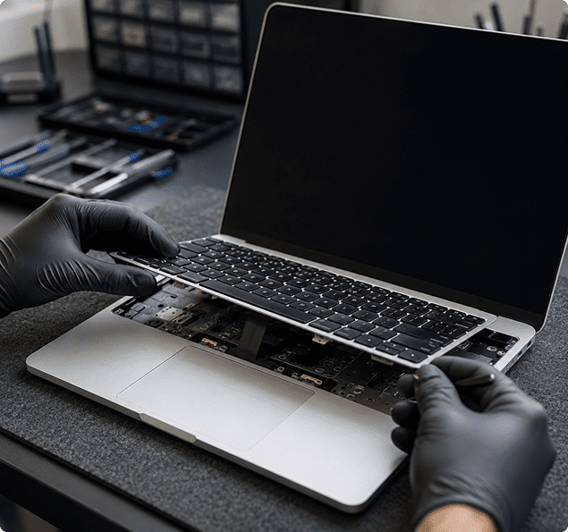 MacBook Tastatur Reparatur in Wien mit Austausch einer defekten Tastatureinheit