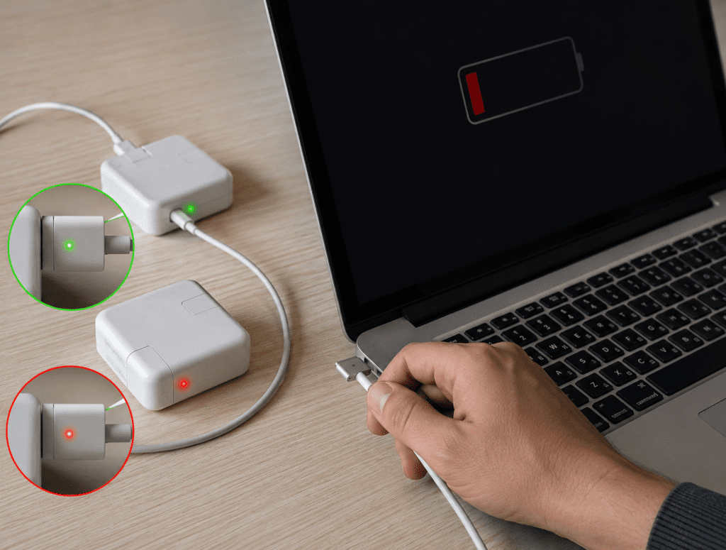 MacBook Ladegerät und Stromversorgung bei Startproblemen prüfen