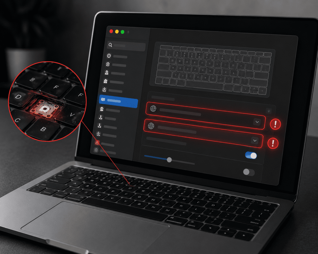 Überprüfung der MacBook Systemeinstellungen bei Tastaturfehlern