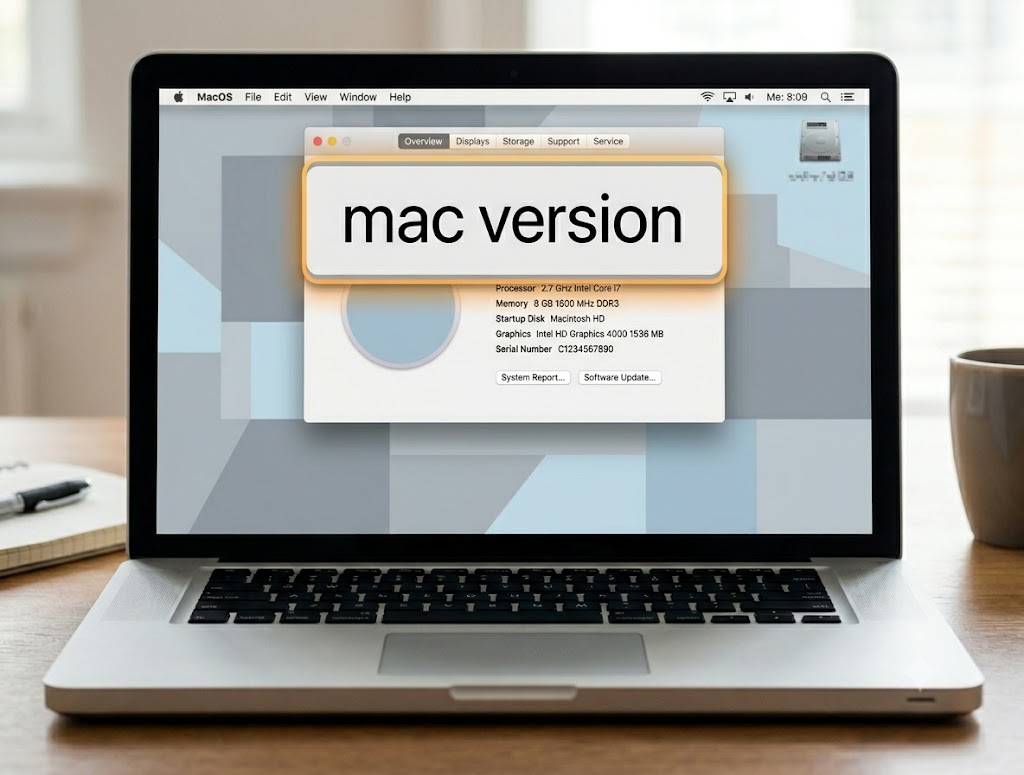 MacBook mit macOS Systeminformationen und Speicherprüfung