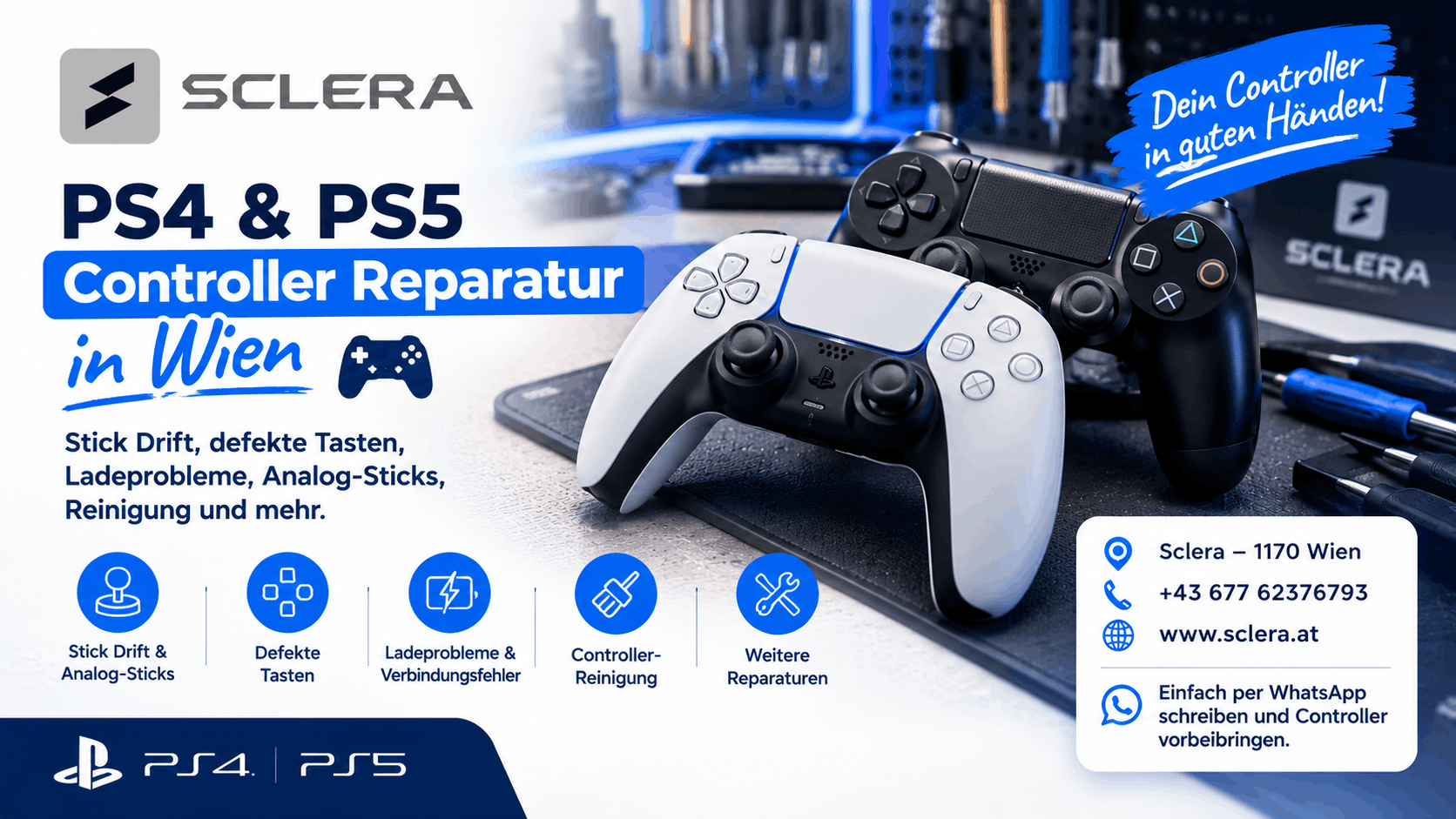 PS4 und PS5 Controller Reparatur bei Sclera in Wien